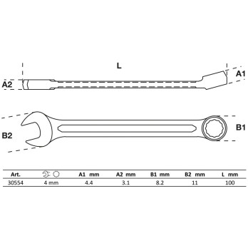 Clé mixte - 4 mm