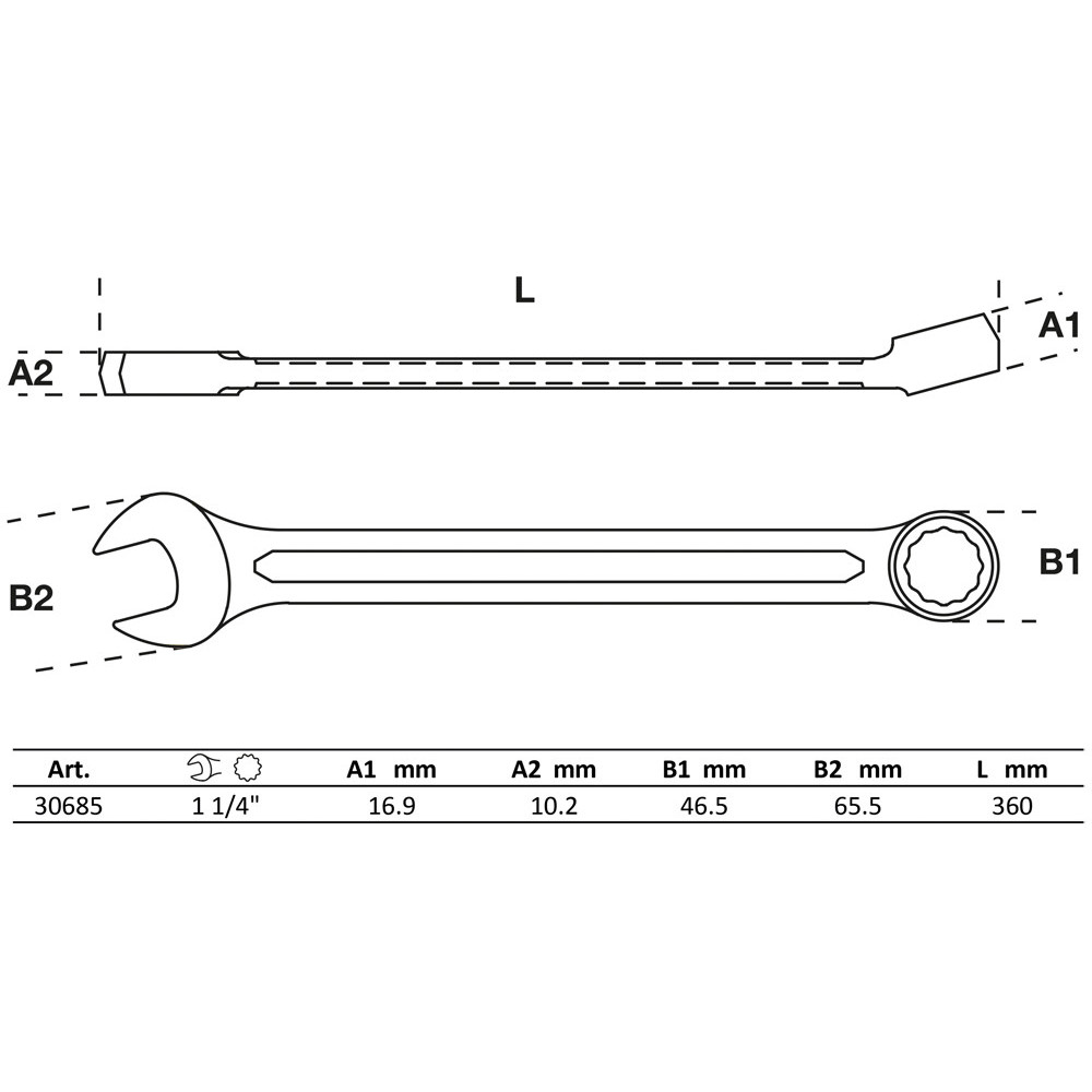 Clé mixte - SAE - 1.1/4"