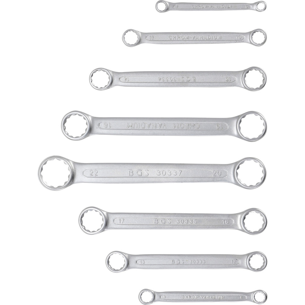 Jeu de clés à oeil doubles - extra plates - 6 - 22 mm - 8 pièces