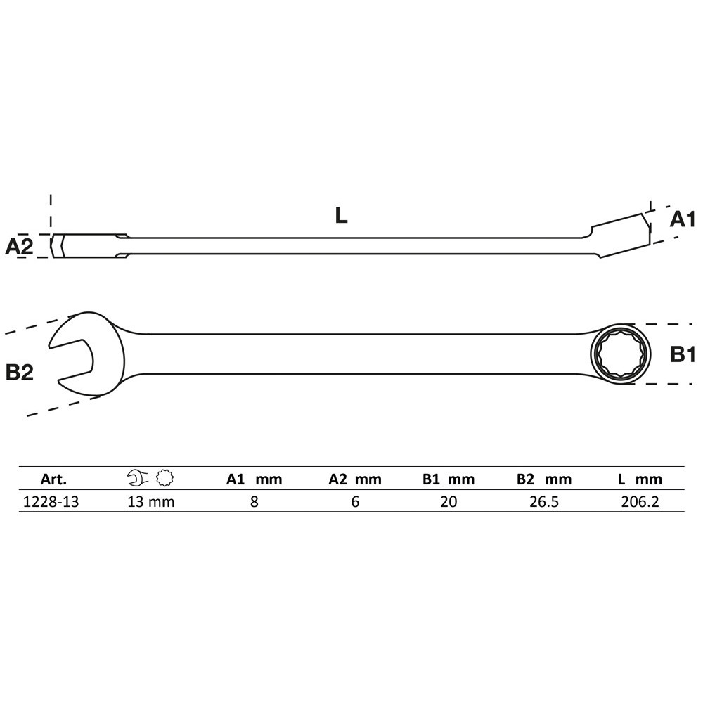 Clé mixte - extra longues - 13 mm