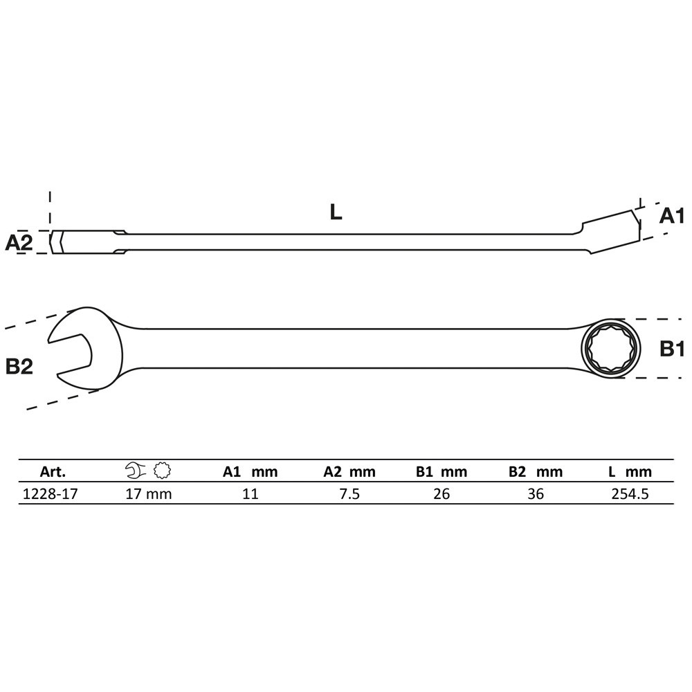 Clé mixte - extra longues - 17 mm