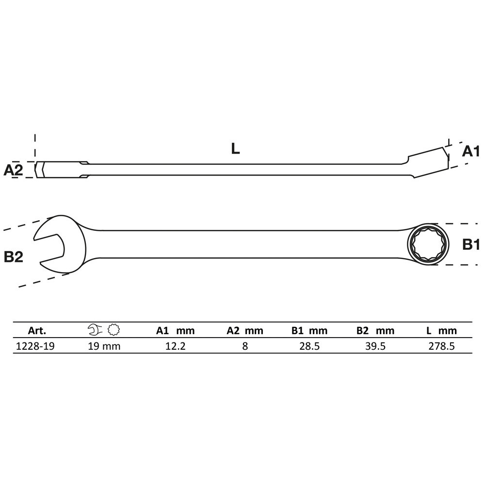 Clé mixte - extra longues - 19 mm