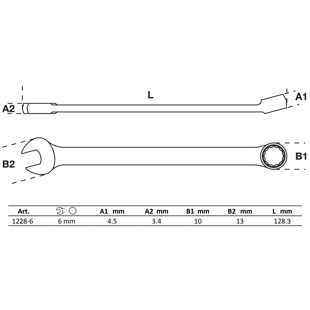 Clé mixte - extra longue - 6 mm