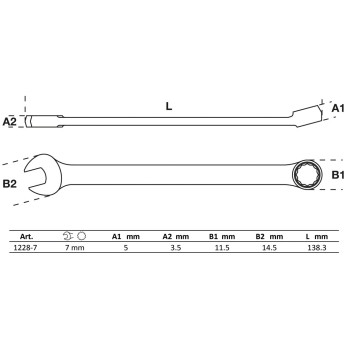 Clé mixte - extra longue - 7 mm