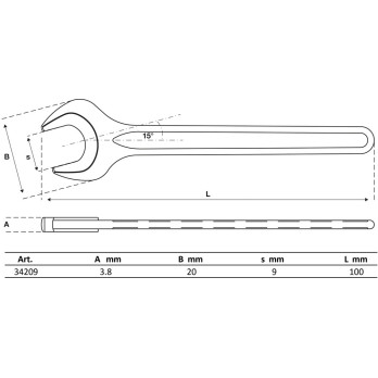 Clé à fourche - DIN 894 - 9 mm