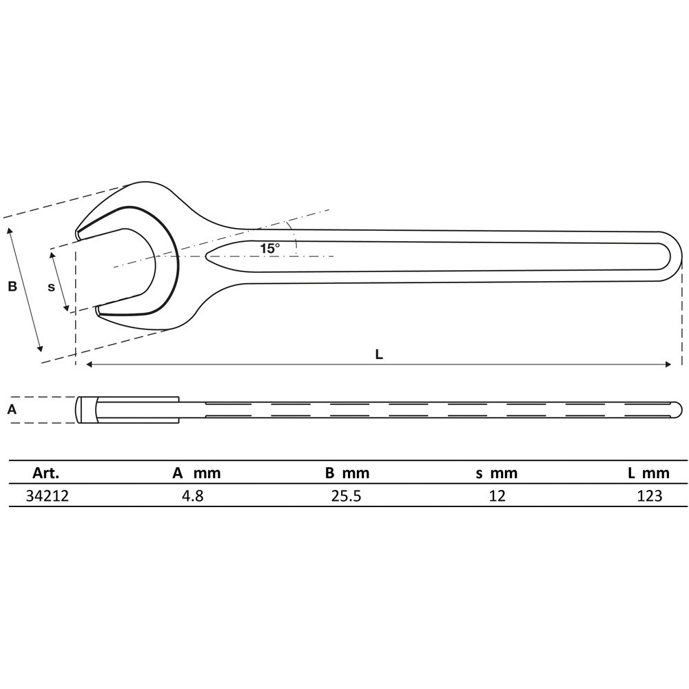 Clé à fourche - DIN 894 - 12 mm