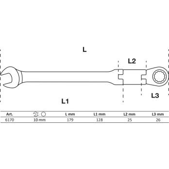 Clés mixtes à cliquet à double articulation - pliable - 10 mm