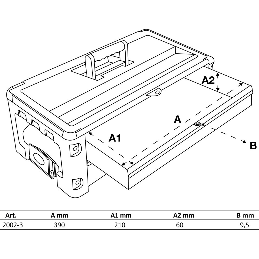 Supplément de caisse à outils à coque dure - 2 tiroirs - pour art. 2002