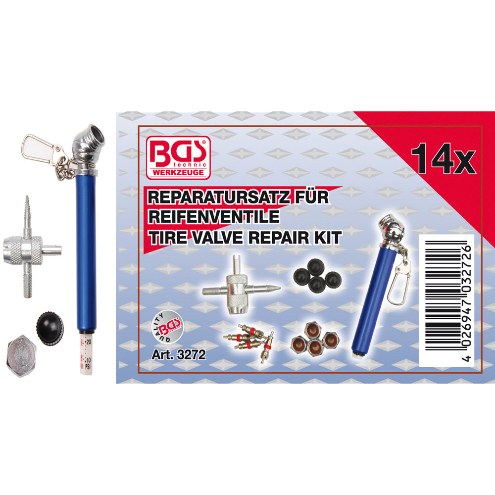 Kit de réparation pour valves de pneus - 14 pièces