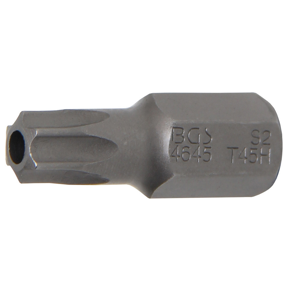 Embout - longueur 30 mm - 10 mm (3/8) - profil T (pour Torx) avec perçage  T45
