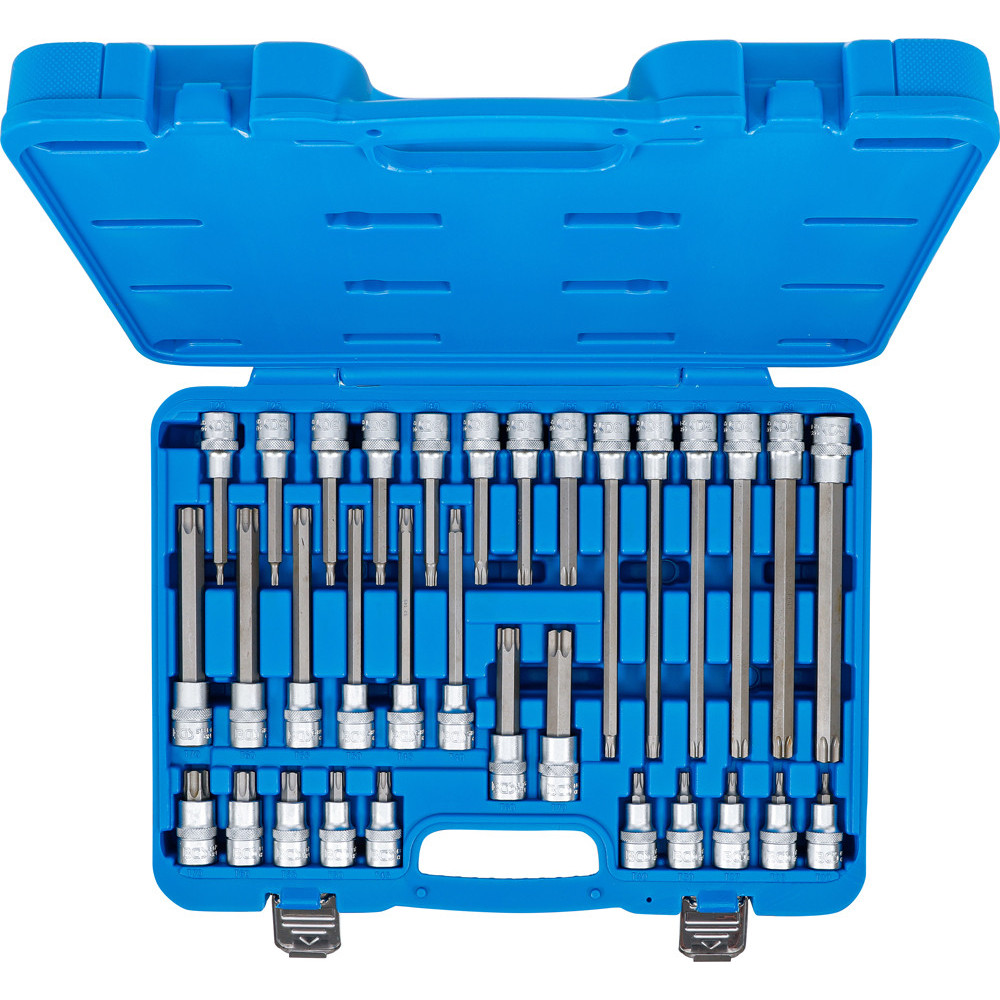 Jeu de douilles à embouts VDE - Empreinte carré femelle 12,5 mm (1/2) -  Profil T (pour Torx) T20 - T55 - 10 pièces