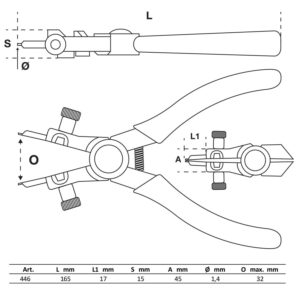 Pince pour circlips - intérieurs - 165 mm