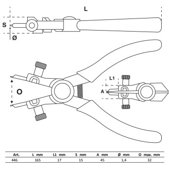 Pince pour circlips - intérieurs - 165 mm