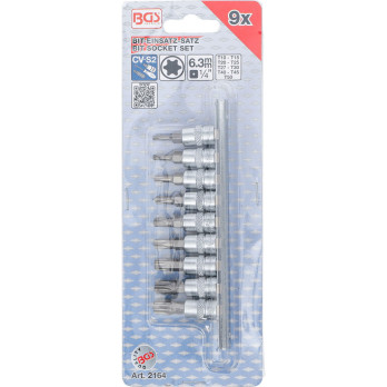 Jeu de douilles à embouts - 6,3 mm (1/4") - Profil T (pour Torx Plus) T10 - T50 - 9 piéces
