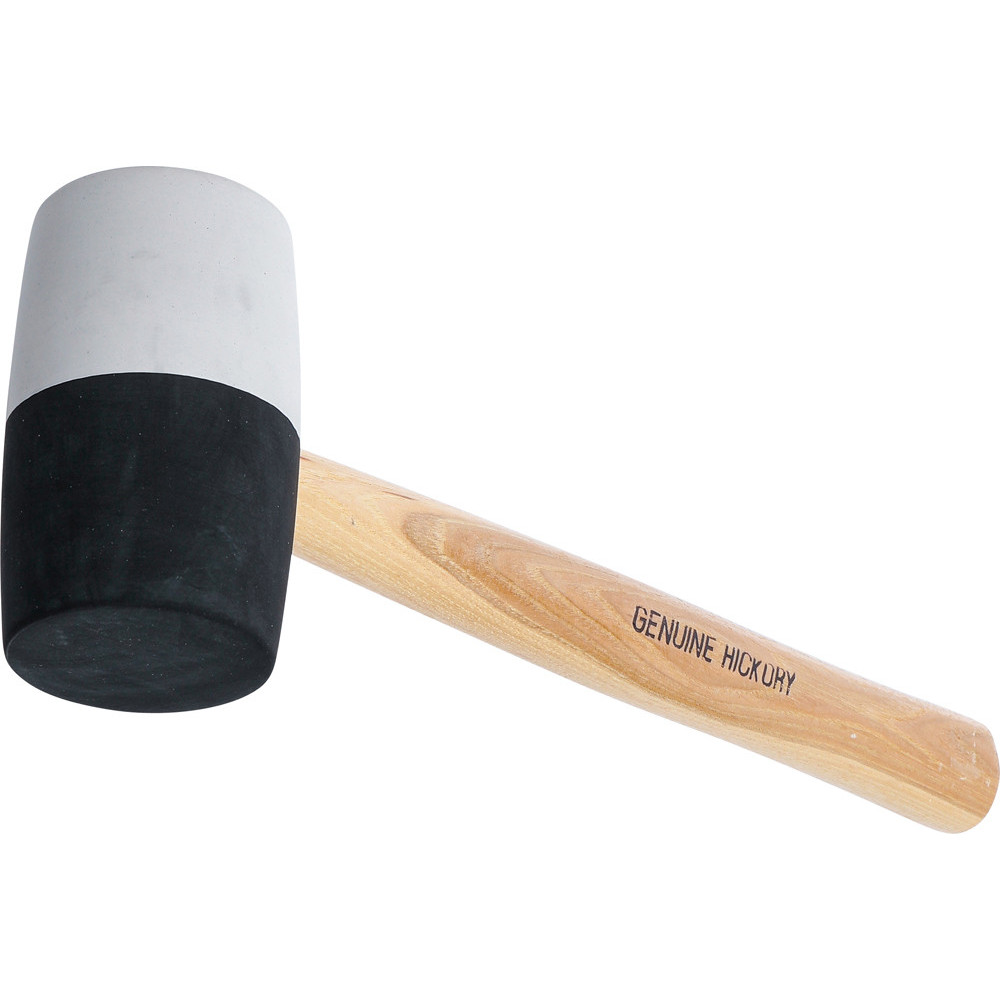 Maillet caoutchouc - manche Hickory - tête noire et blanche - Ø 63 mm - 840 g