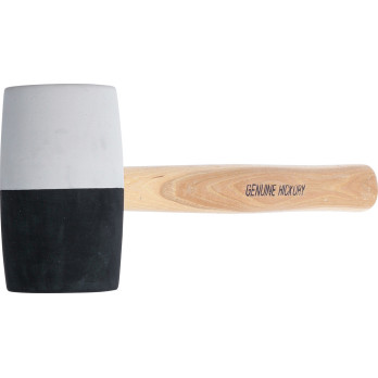 Maillet caoutchouc - manche Hickory - tête noire et blanche - Ø 63 mm - 840 g