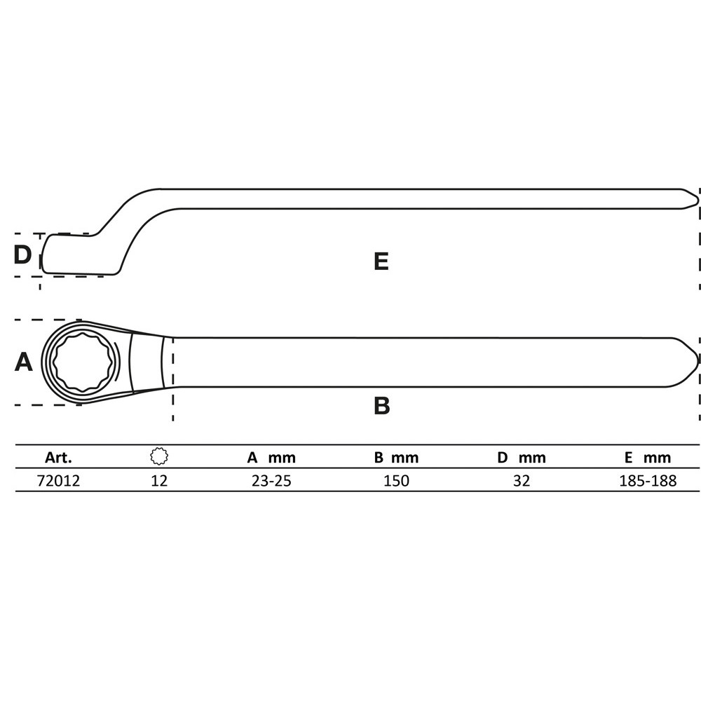WEDO Clé à œil Coudée 27 Mm - Clé Plate Longue 400 Mm En Acier 40CrV, Ultra-résistante, Finition Noire