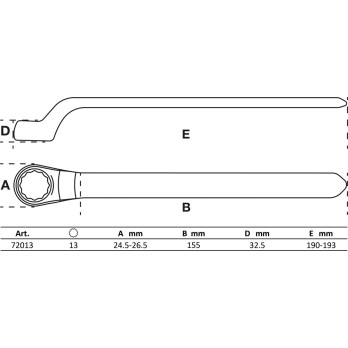 Clé VDE annulaire simple - contre-coudées - 13 mm