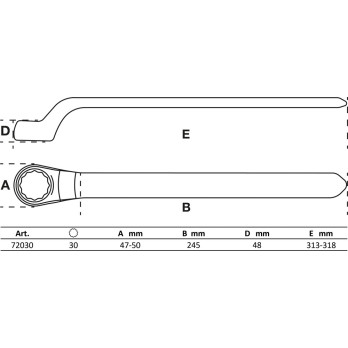 Clé VDE annulaire simple - contre-coudées - 30 mm