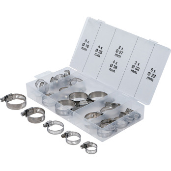 Assortiment de colliers de serrage - inoxydable - Ø 16 - 38 mm - 26 pièces