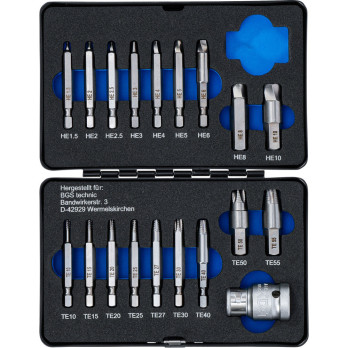 Jeu de tournevis - Pour six pans femelle 1,5 - 10 mm/Profil T (pour Torx) - T10 - T55 - 19 pièces