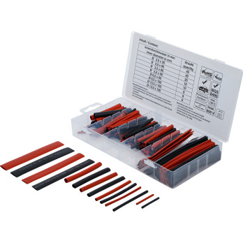 Assortiment de gaines rétractables - rouges / noires - 150 pièces