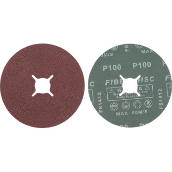 Jeu de disques abrasifs à fibres - grain 100 - oxyde d’aluminium - 10 pièces