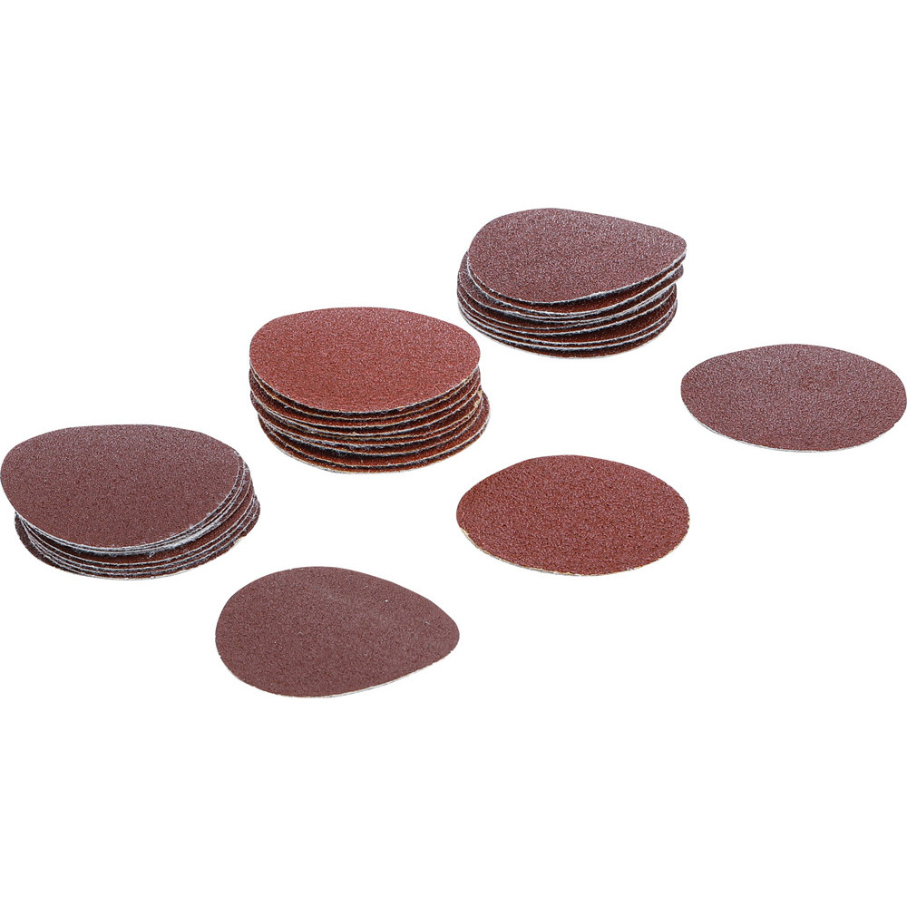 Jeu de feuilles abrasives pour ponçeuse excentrée - Ø 50 mm - Cal. 60 - 80 - 120 - 30 pièces