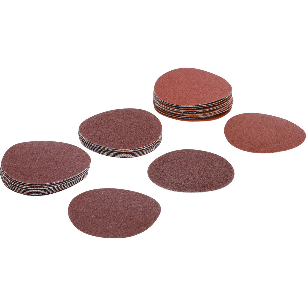 Jeu de feuilles abrasives pour ponçeuse excentrée - Ø 75 mm - Cal. 60 - 80  - 120 - 30 pièces