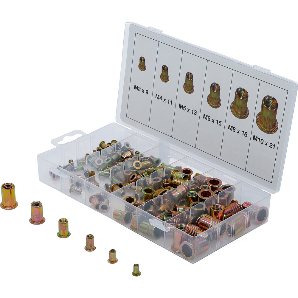 Assortiment d'écrous rivets - acier galvanisé - 150 pièces