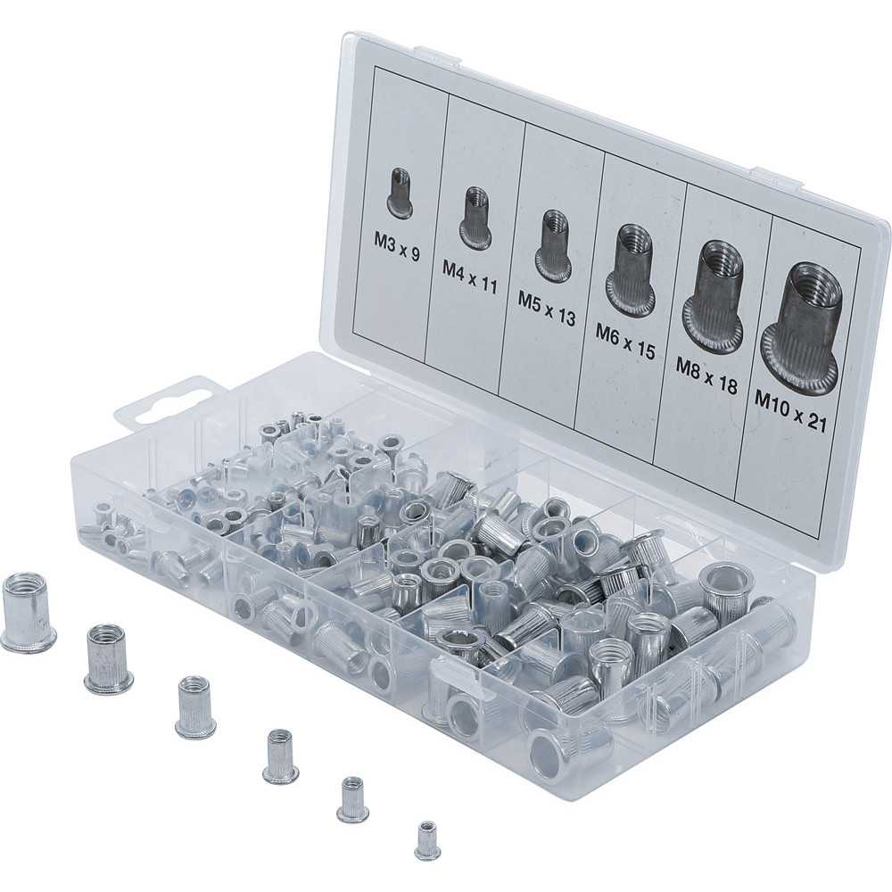 Assortiment d’écrous rivets - aluminium - 150 pièces