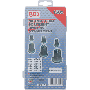 Assortiment d’écrous rivets - aluminium - 150 pièces