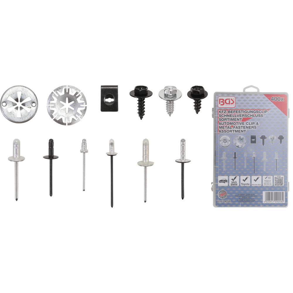 Assortiment de clips de fixation automobiles pour Audi, VW, Toyota,  Mercedes-Benz, BMW - 400 pièces