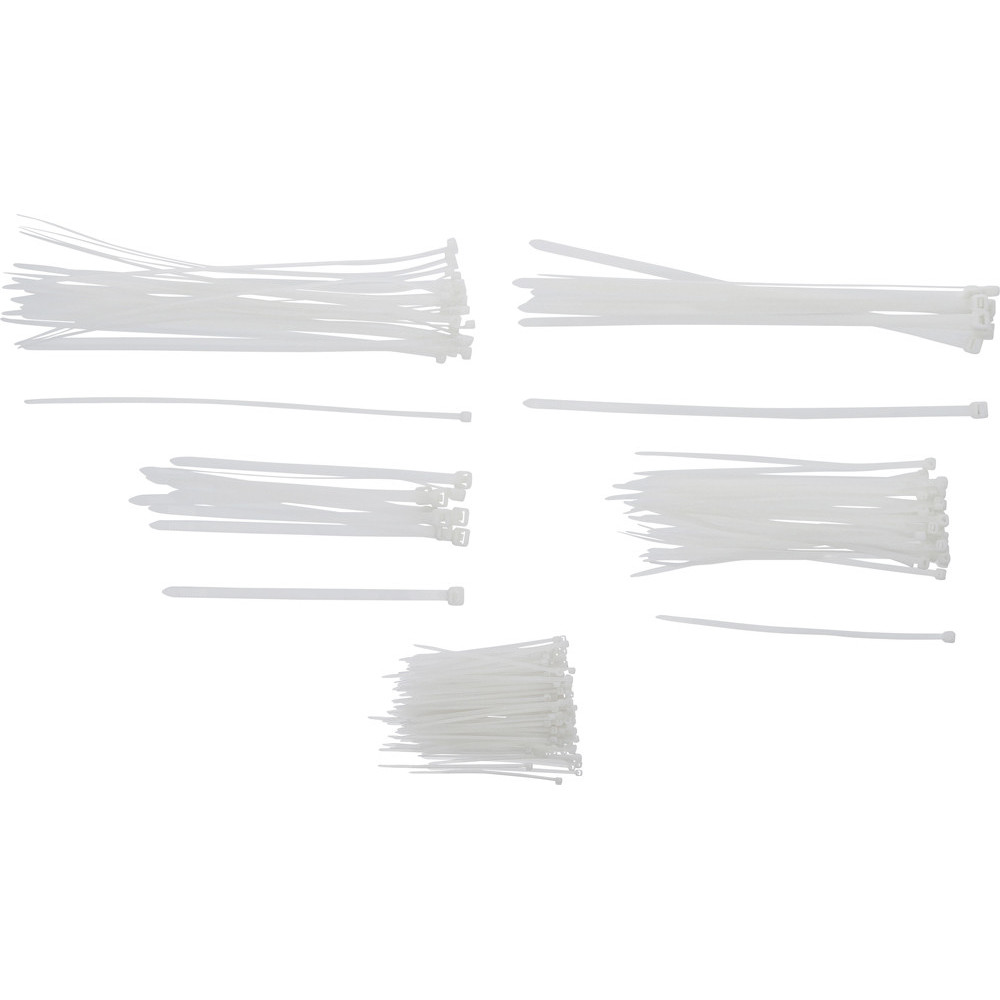 Assortiment de colliers plastique - blanc - diverses tailles - 250 pièces