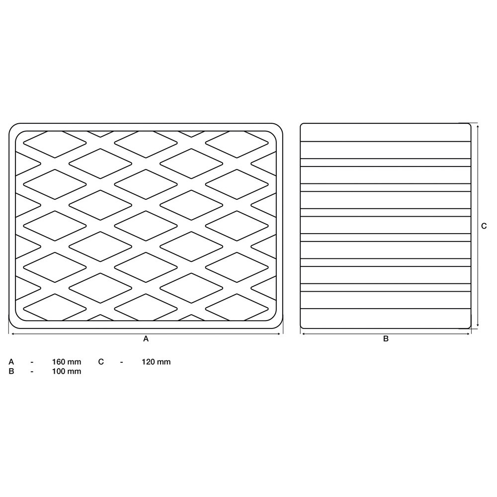 Tampon en caoutchouc - pour pont élévateur - 160 x 120 x 100 mm