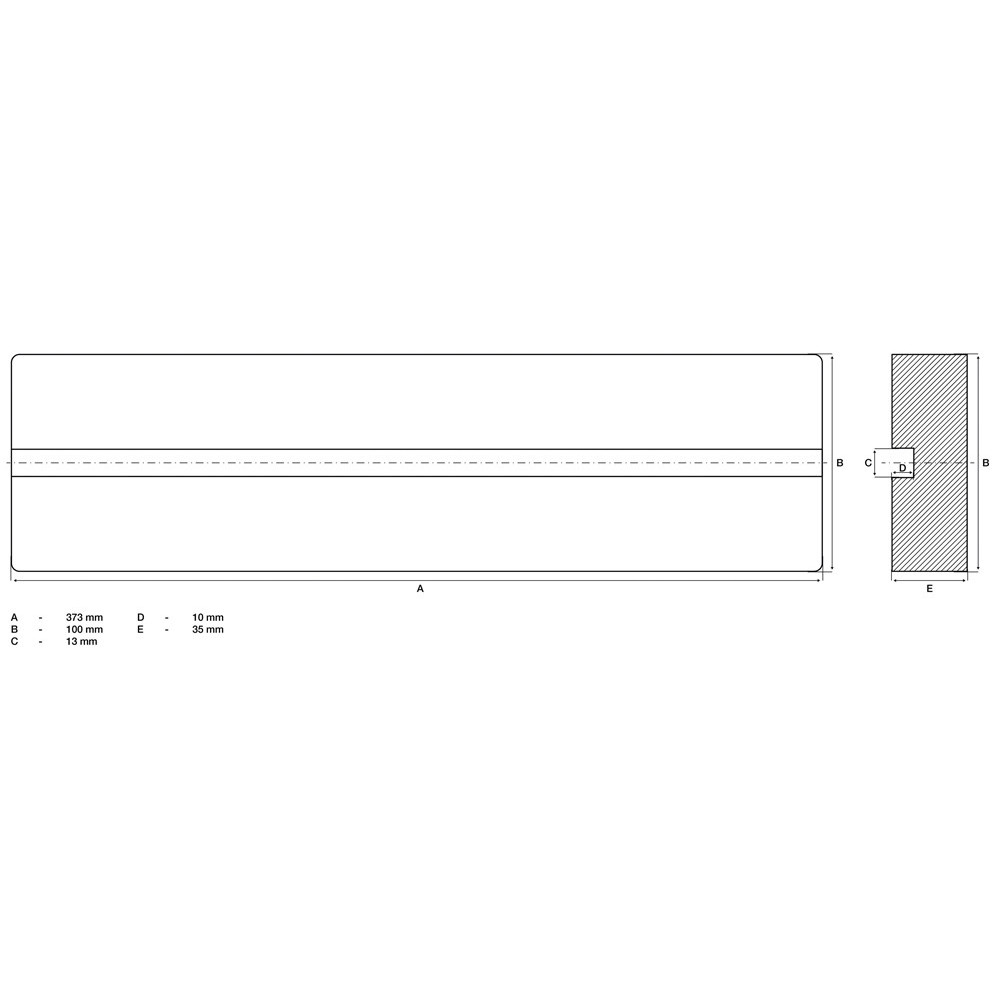 Tampon en caoutchouc - avec rainure - pour pont élévateur - 373 x 100 x 35 mm