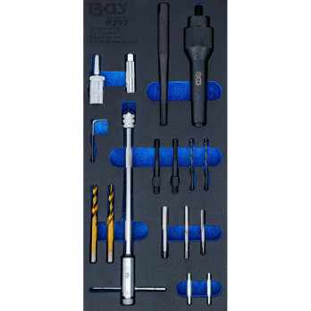 Insert de servante d'atelier 1/3 : Kit de réparation de filets et de démontage de bougies de préchauffe - M8 et M10 - 17 pièces