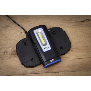Lampe d’atelier COB-LED avec aimant et crochet - repliable - avec fonction de charge par induction