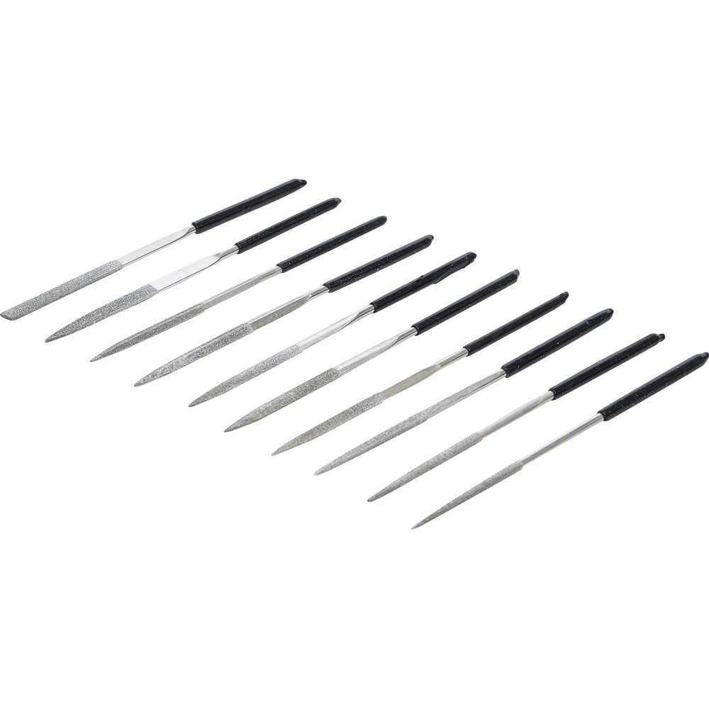 Jeu de limes diamantées - droites - 140 x 3 mm - 10 pièces Jeu de limes diamantées - droites - 140 x 3 mm - 10 pièces