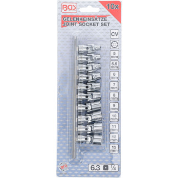 Coffret de douilles articulées - 6,3 mm (1/4") - 5 - 13 mm - 10 pièces