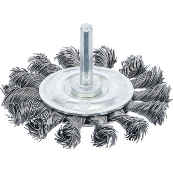 Brosse plate - arbre d'entraînement 6 mm - tressée - Ø 75 mm