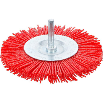 Brosse plate nylon - 100 mm - tige 6 mm