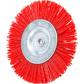 Brosse plate nylon - 100 mm - tige 6 mm