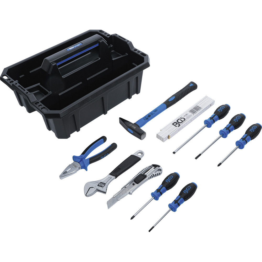 Caisse porte-outils - matière plastique - avec assortiment d’outils - 11 pièces