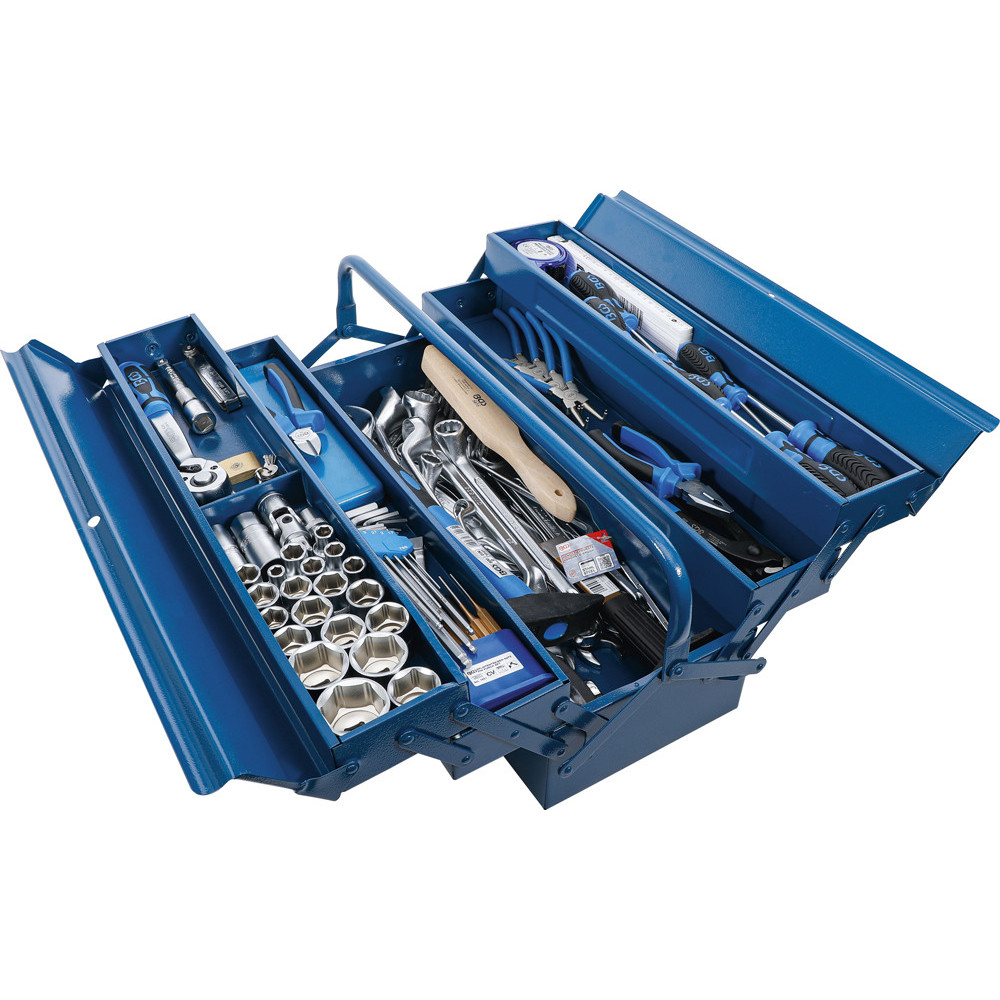 Caisse à outils métallique avec assortiment d’outils - 137 pièces