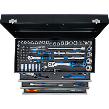 Caisse à outils métallique - 3 tiroirs - avec 147 outils