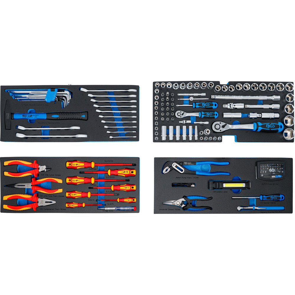 Caisse à outils métallique - 3 tiroirs - avec 147 outils