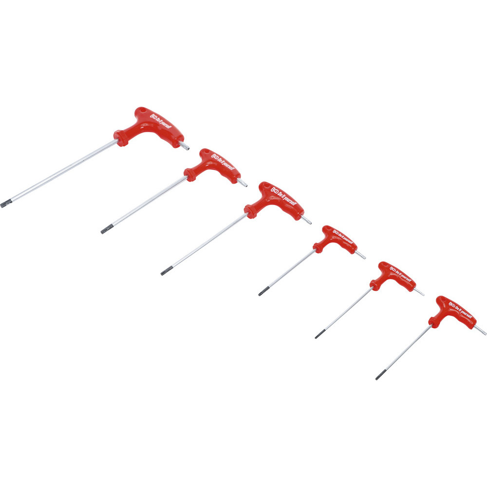 Tournevis avec poignée en T - profil en T (pour Torx) avec perçage frontal T10 - T40 - 6 pièces