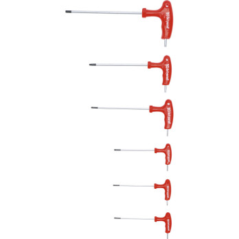 Tournevis avec poignée en T - profil en T (pour Torx) avec perçage frontal T10 - T40 - 6 pièces