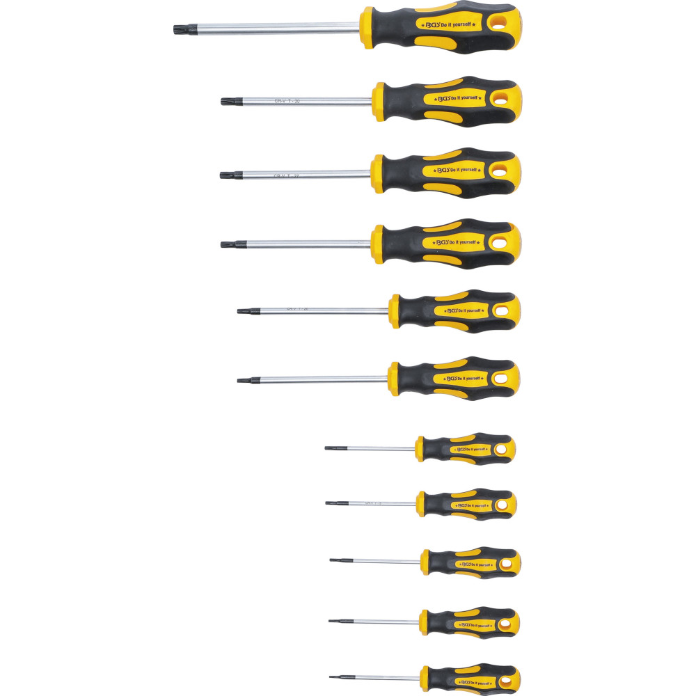 Jeu de tournevis - Profil en T (pour Torx) avec perçage frontal T6 - T40 - 11 pièces